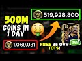 I made 500m coins in 1 day for my new f2p account free 95 ovr tots player revealed and other leaks