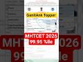 99.95%ile MHTCET 2026 Topper GanitAnk #mhtcet2026
