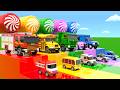 Humpty Dumpty Song - School bus, Fire truck, Name the colors of the trucks - Kids Songs