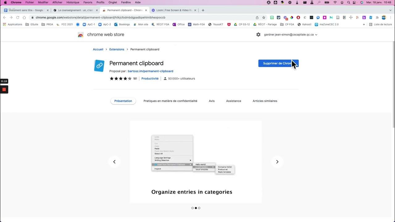 Permanent clipboard extension pratique pour les commentaires YouTube