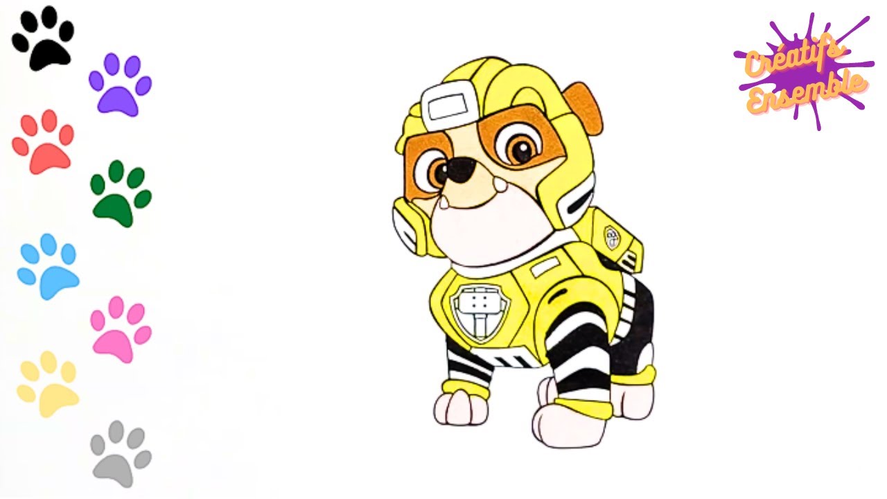 Coloriage SUPER RUBEN PAT PATROUILLE RUBBLE PAW PATROL | Apprendre à ...