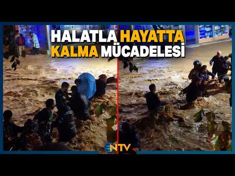 Yağışlar Yolları Dereye Çevirdi, Selden Halatla Kurtulmaya Çalıştılar! | NTV