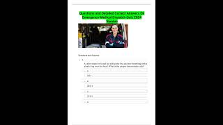 Questions and Detailed Correct Answers On Emergency Medical Dispatch Quiz 2024 Version