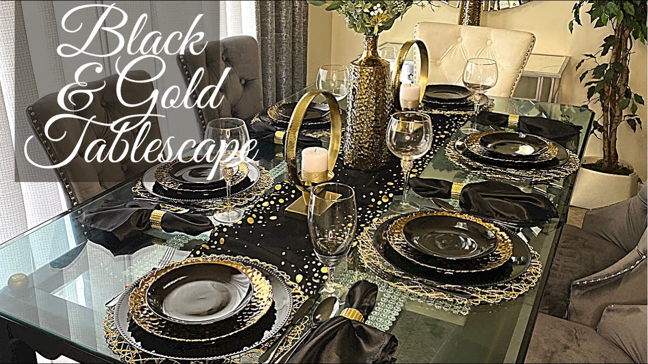 New✨Black and Gold TableScape | Table Setting Idea | How To a Small Apartment Tablescape.