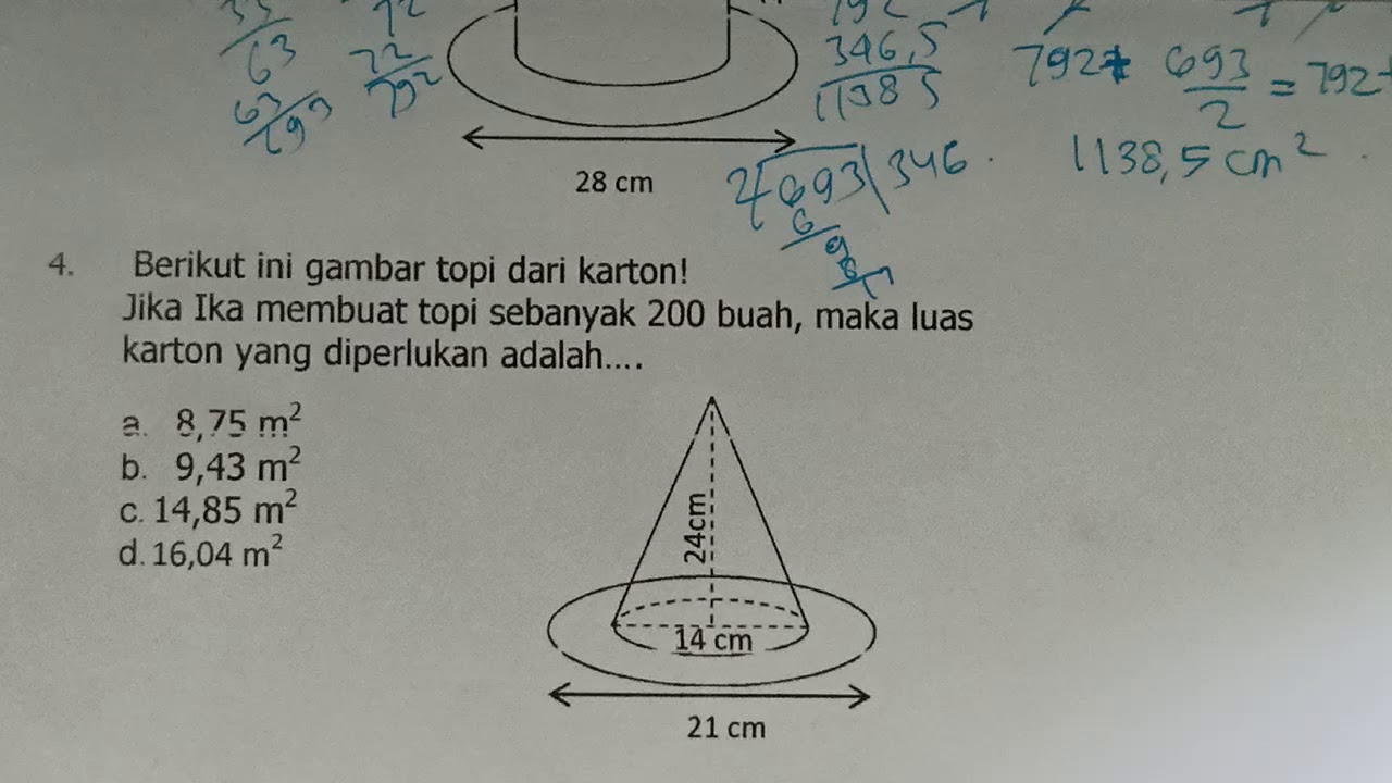 Soal Un Bangun Ruang Sisi Lengkung Dan Pembahasannya