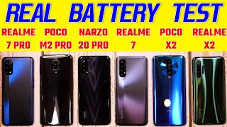 Narzo 20 Pro vs Realme 7, 7 Pro, POCO X2, Realme X2 Battery Drain | Heating | Charging Test [Hindi]