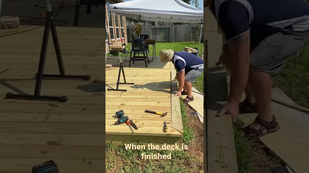 16x24 Wood Deck Install Last Piece 2x6 On Ground Level With Simpson Connections Under