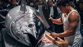 463KG Giant Bluefin Tuna Controlled With One Blade #KnifeControl
