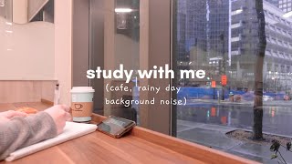 study with me cafe | 1hour, coffee shop asmr, rainy day  no music [with background noise]