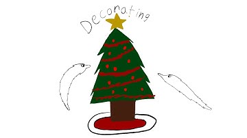 Decorating worm on a string house for Christmas!