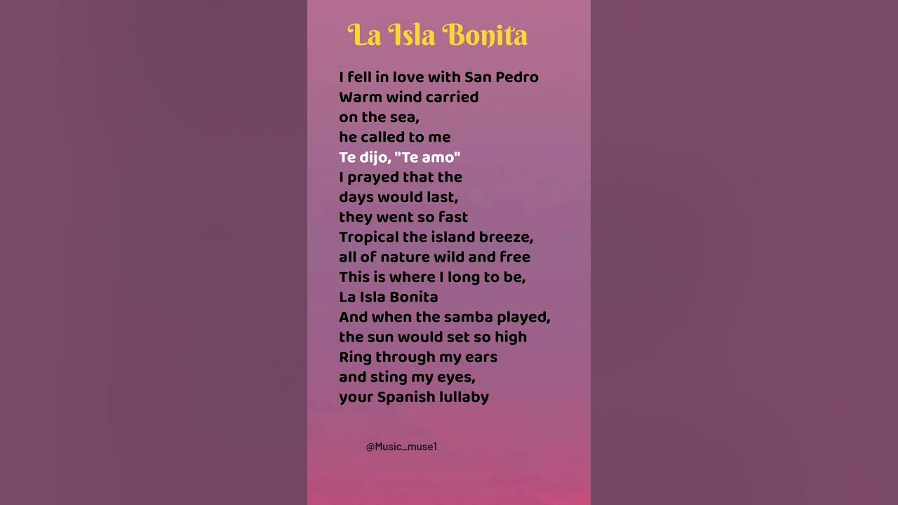 La Isla Bonita - Madonna lyrics #lyrics #song #madonna