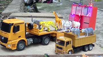 takbiran idul fitri 2023 miniature trailer trucks transporting lots of animals, rc trucks