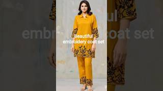 Beautiful embroidery coat set reyon cotton unique collection 💃💃#fashion #trending #short #ytshorts