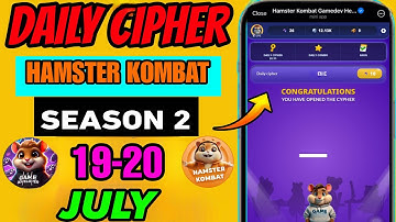 Hamster Kombat Dev Game Daily Cipher 20 July | Hamster Kombat Daily Cipher Code | Daily Combo