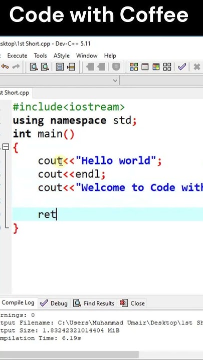 Hello world Program in C++ - YouTube