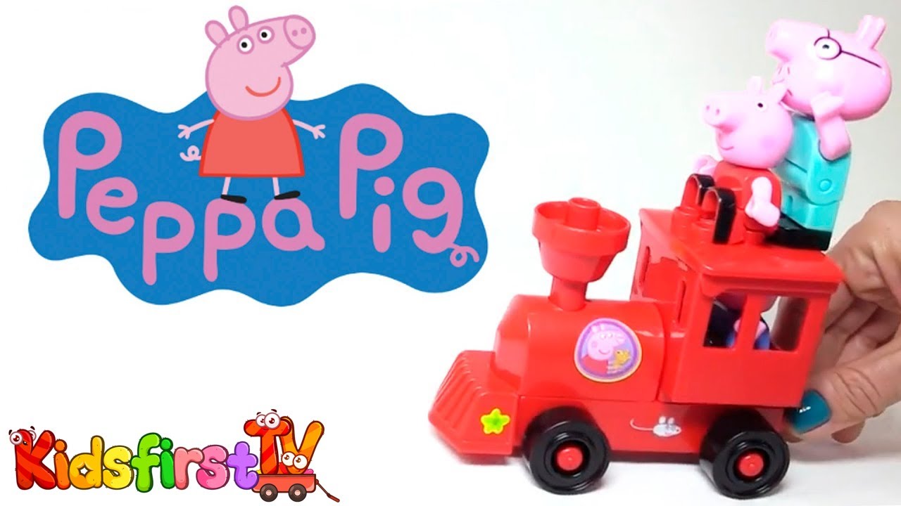 Peppa Pig constructs toy railways & toy trains. YouTube