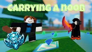 I Carried a NOOB(Roblox Bedwars)