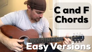 2 versions of c and f chords | beginner guitar lesson