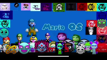 Mario os killscreen with 4 difficulty faces and 3 sprunki characters