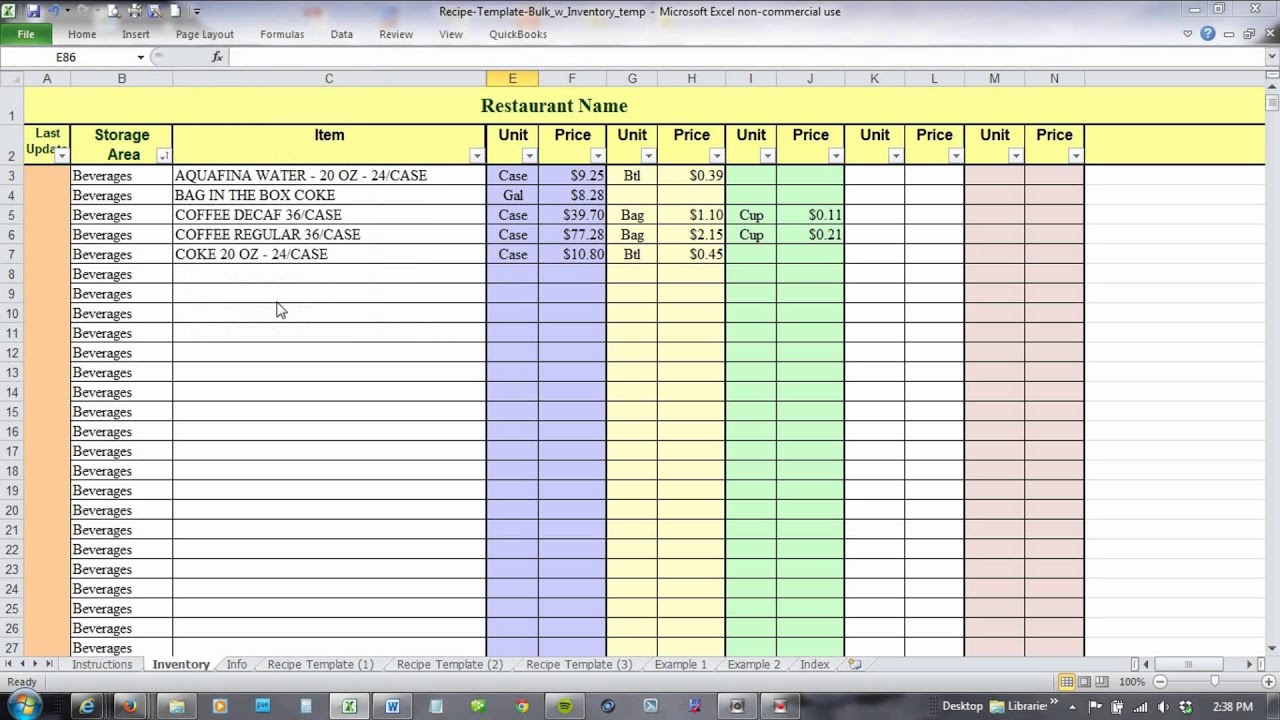 Restaurant Inventory Software / Food Cost Software Inside Restaurant Menu Costing Template