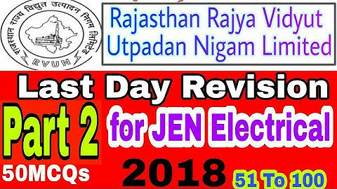 LAST DAY Revision for RVUNL JEN 2018 PART 2
