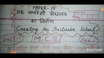 M.C.Q. Questions "Creating An Inclusive School" Unit -1
