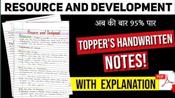 Resources and Development Class 10 Geography Chapter 1 NOTES | 2024-2025 SST Notes Shobhit Nirwan