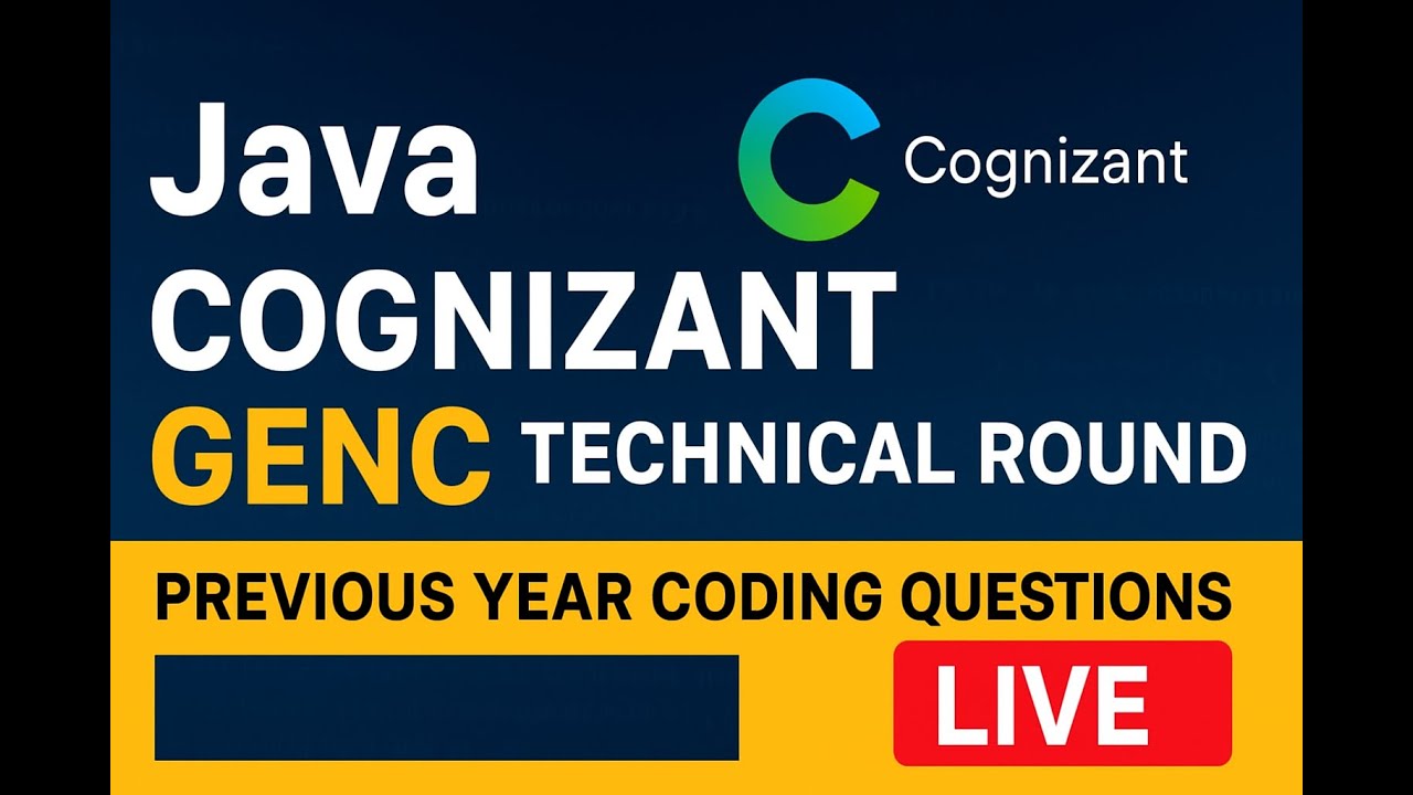 Cognizant GenC Technical Round | Previous Year Coding Questions in Java ...
