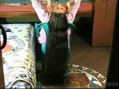 Piyali .. long hair down the back of the chair - YouTube
