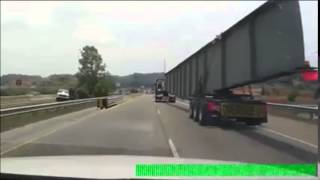 BEAM FALLS OFF TRUCK | FLIPS TRUCK | OVERSIZE LOAD | BAD DAY AT WORK?