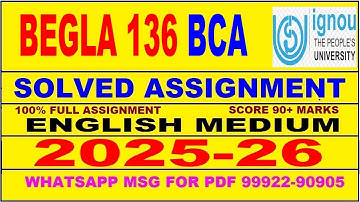 BEGLA 136 (BCA) solved assignment 2025-26 in English || begla 136 solved assignment 2026 || begla136