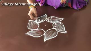 Beautiful flower rangoli & kolam designs with 5 dots || Simple rangoli muggulu