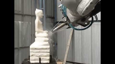 milling marble with six axis robot CNC head 🤖