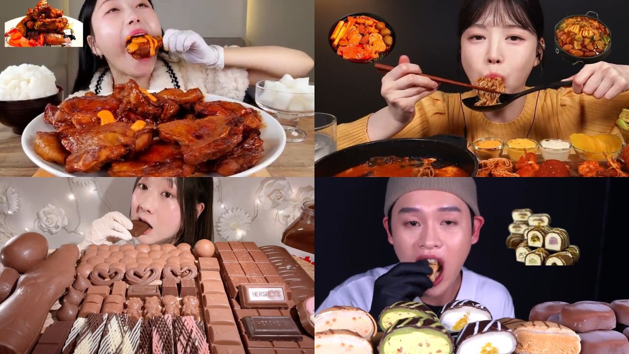 🔥 MEGA MUKBANG 🍜🍗 Korean Ramen, Chicken Wings & Chocolate Desserts 🍫