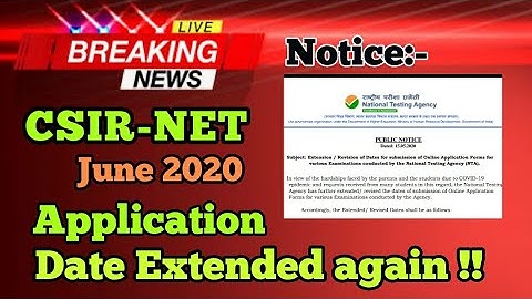 CSIR NET June 2020 Application date extended