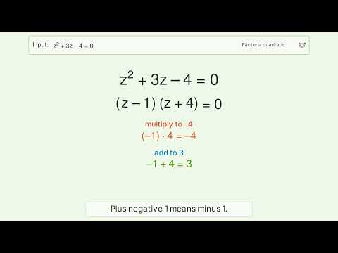 Solving z^2+3z-4=0 by Factoring: Step-by-Step Video Solution
