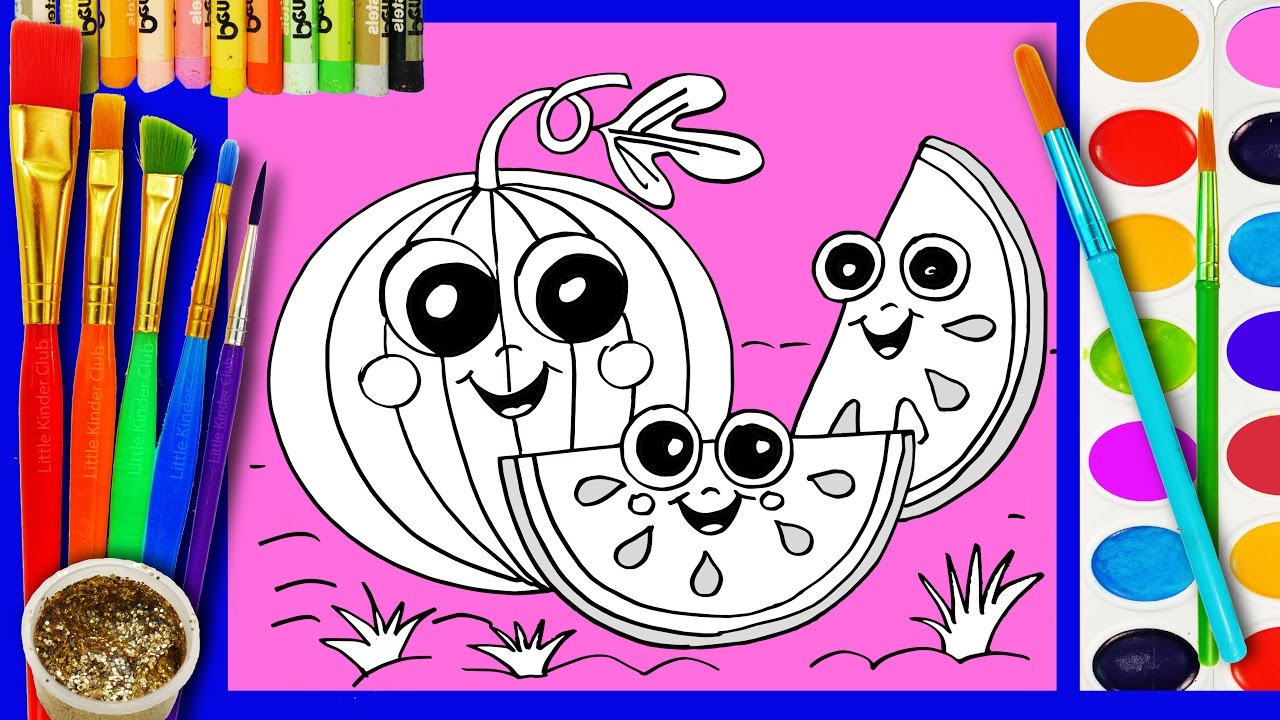 How to Draw Watermelon Coloring Pages Fruit | Kids Learn ...