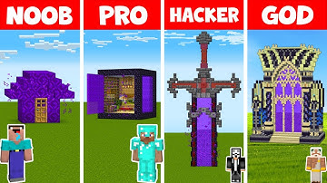 Minecraft NOOB vs PRO vs HACKER vs GOD - NETHER PORTAL HOUSE BUILD CHALLENGE
