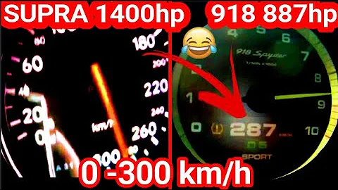 Toyota Supra 1400 HP vs Porsche 918 Spyder 887hp Acceleration sound0-300 #Rollingrace 100 -300 km//h