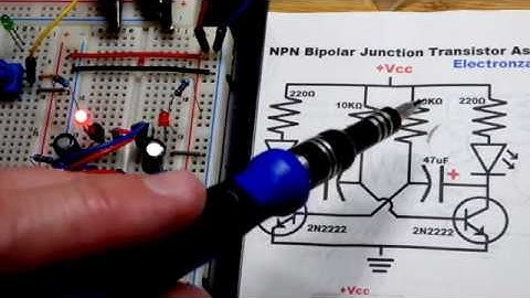 2N2222 NPN BJT astable multivibrator circuit step by step build from schematic
