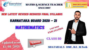 Class 10 | mathematics revised reduced syllabus 2021 | unit wise | Karnataka State Board | SSLC