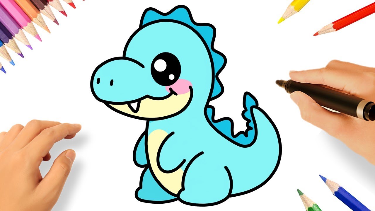 Como desenhar DINOSSAURO Kawaii fofo ❤ Desenhos Kawaii Desenhos