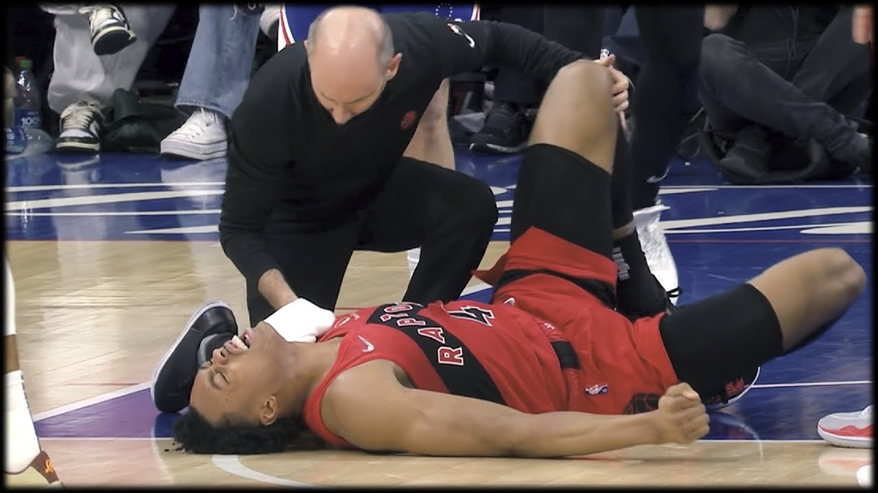 Big Baby Joel Embiid Intentionally Forces Scottie Barnes Ankle Injury - Raptors vs 76ers