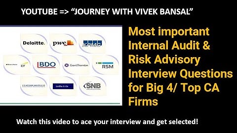 Most important Internal Audit & Risk Advisory Interview Questions for Big 4/ Top CA Firms in English