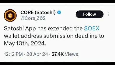 OEX wallet address submission deadline extended to may 10th 2024.