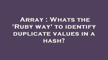Array : Whats the 