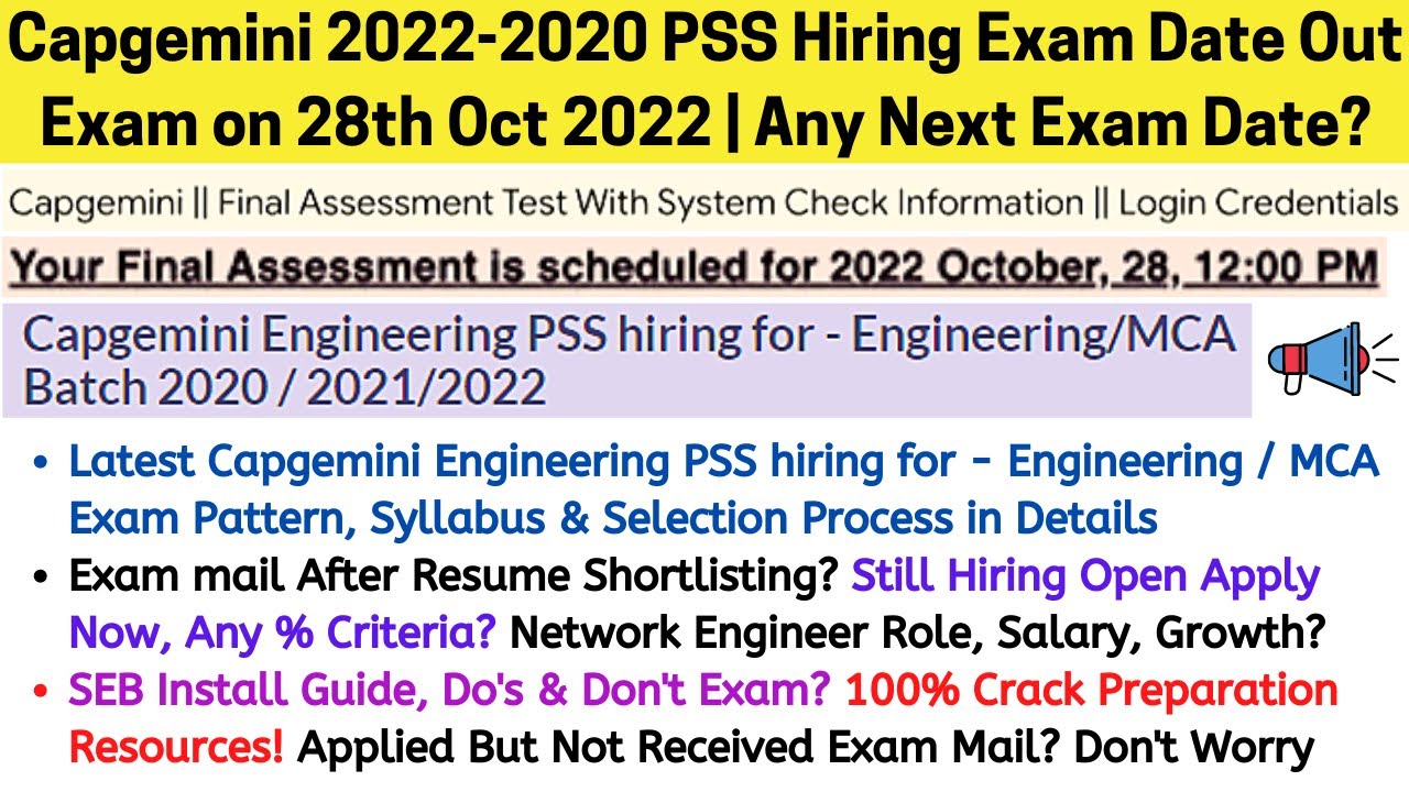 Capgemini PSS Hiring For Network Engineer Role Exam Date Announced Exam