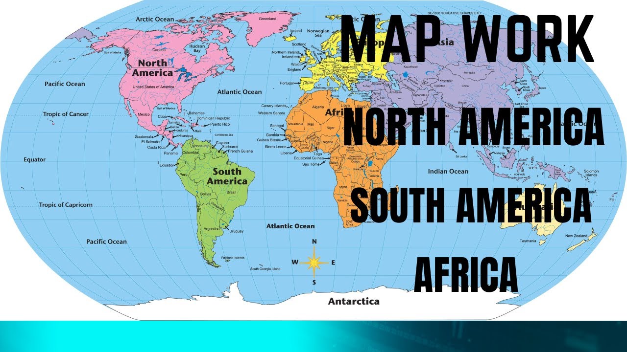 Map of North America, South America and Africa - YouTube