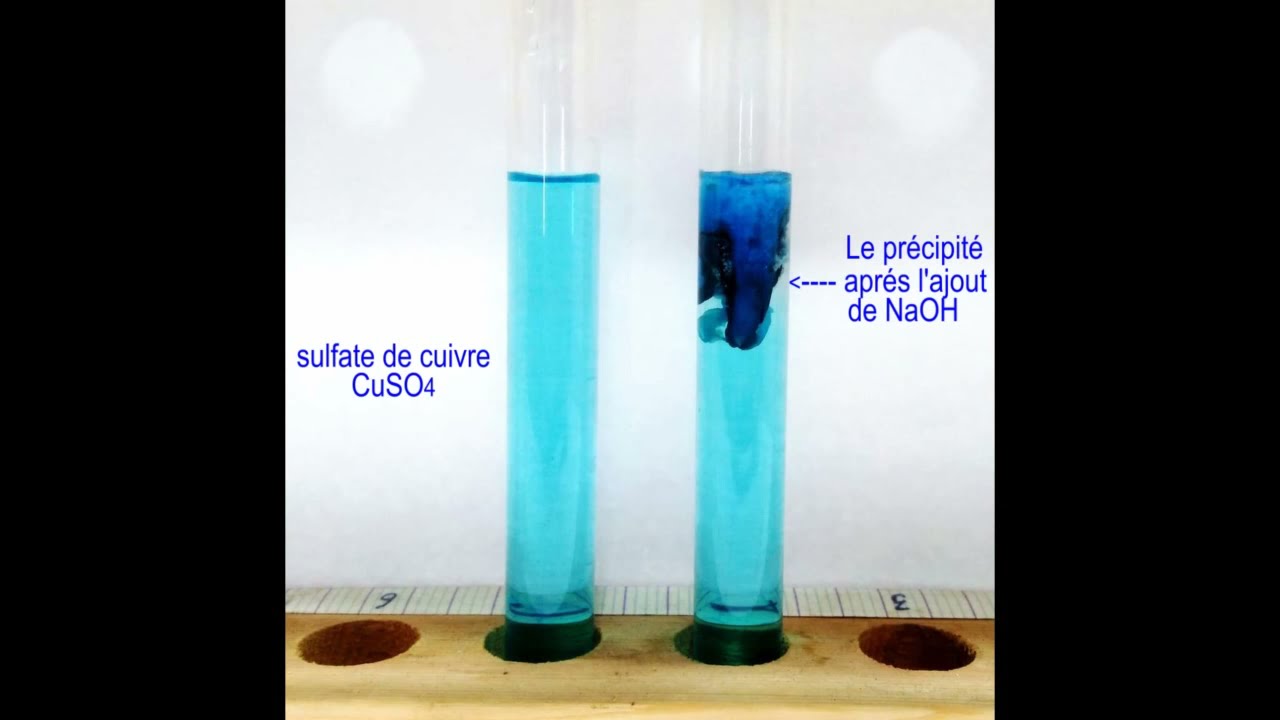 Réaction rapide: Solution de sulfate de cuivre II, solution de soude. 