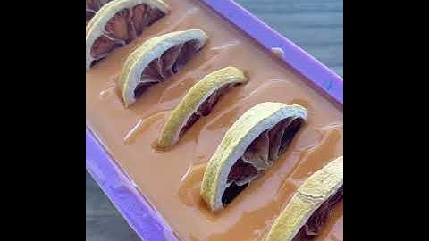 Sweet tea soap with dried lemon slices. Cold process soap making.